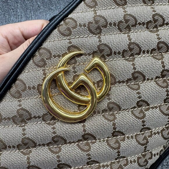 GUCCI GG Marmont Brown&Black Leather Shoulder Bag 675-071825 - Picture 9 of 15
